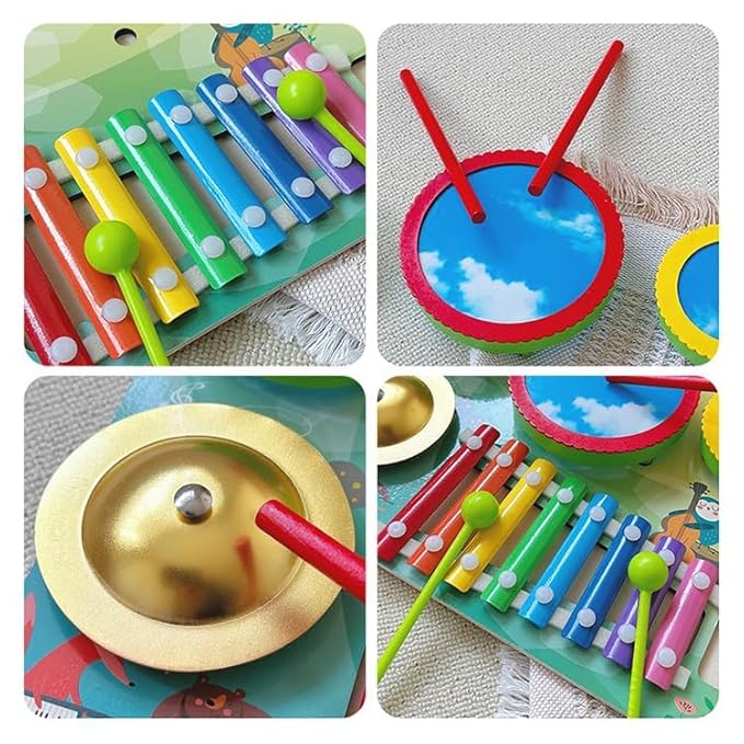 2-in-1 Drum & Zither Musical Toy