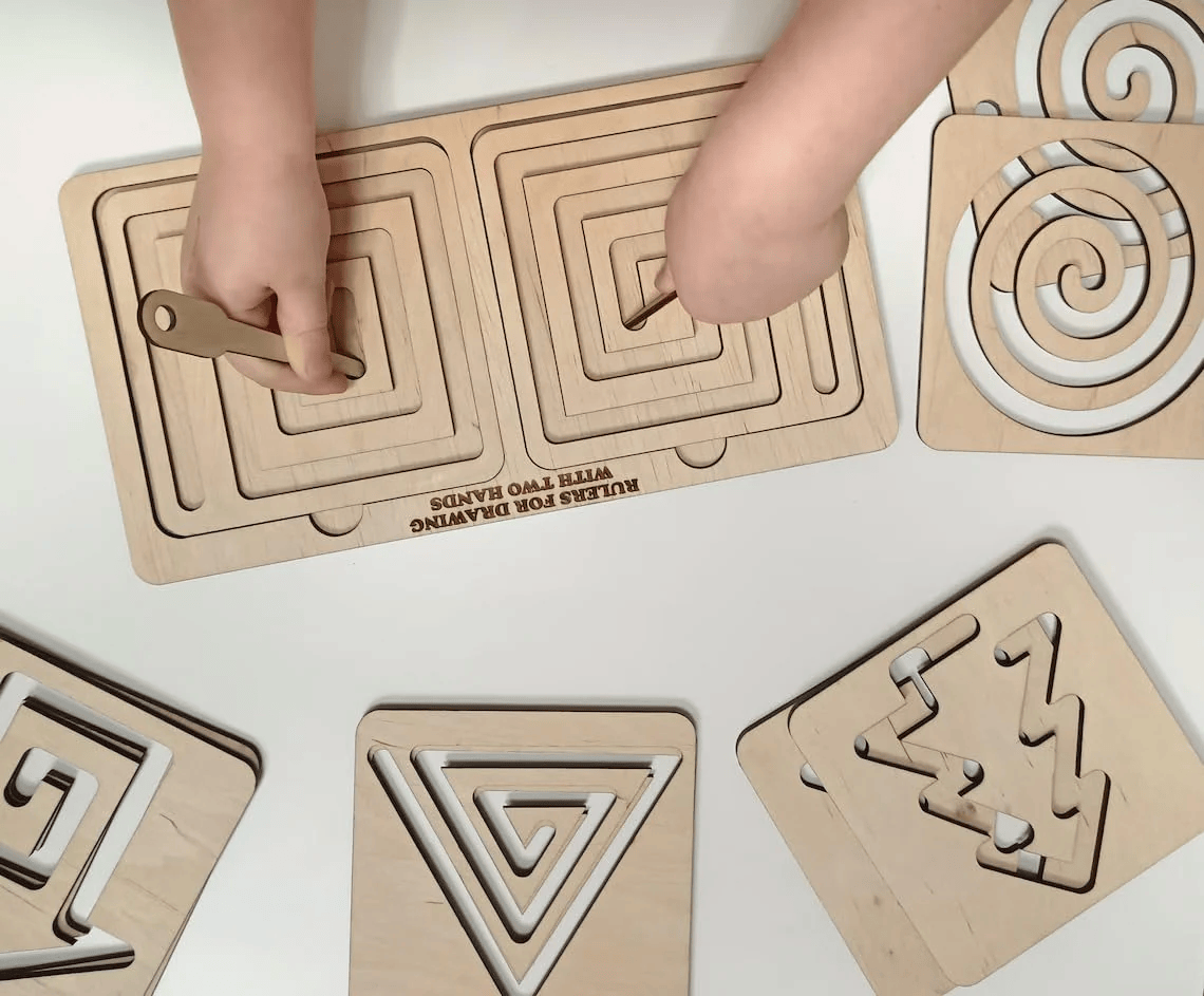 Wooden two-handed Maze Set