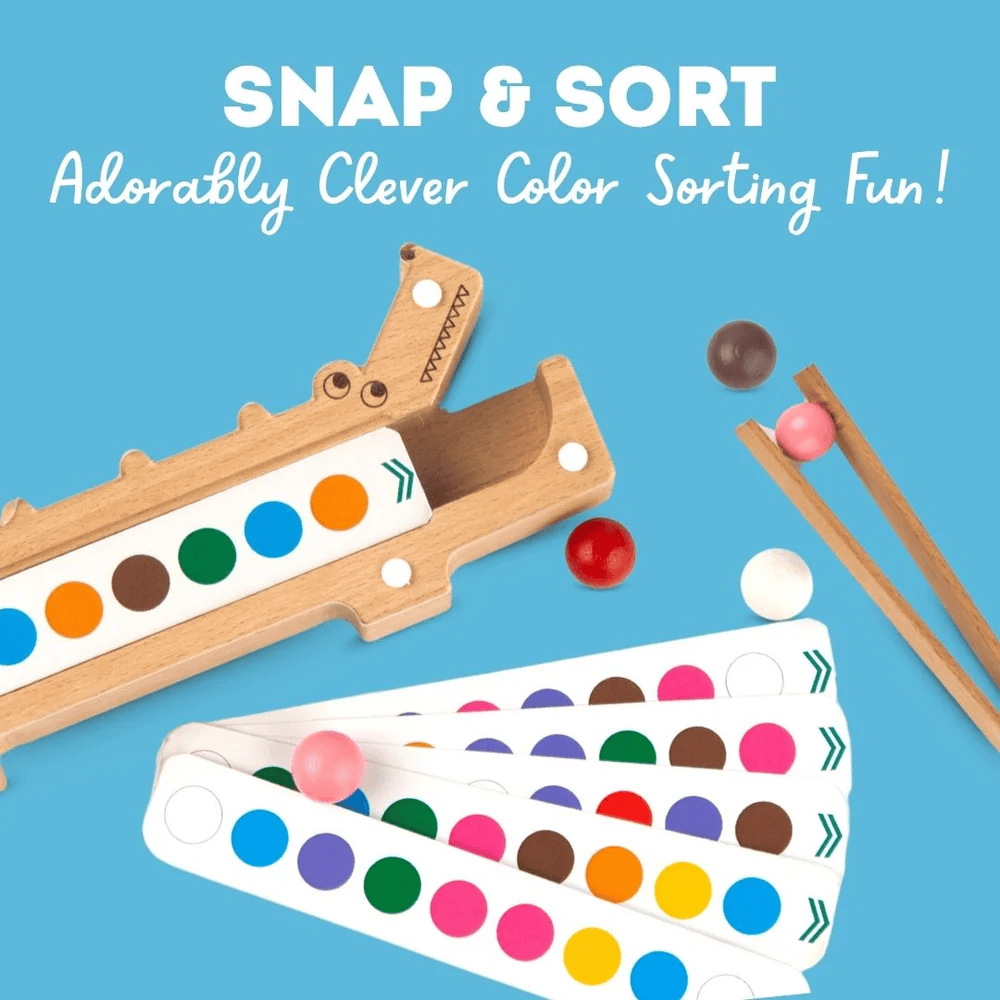 Wooden Crocodile Snap N Sort Color Sorting Toy