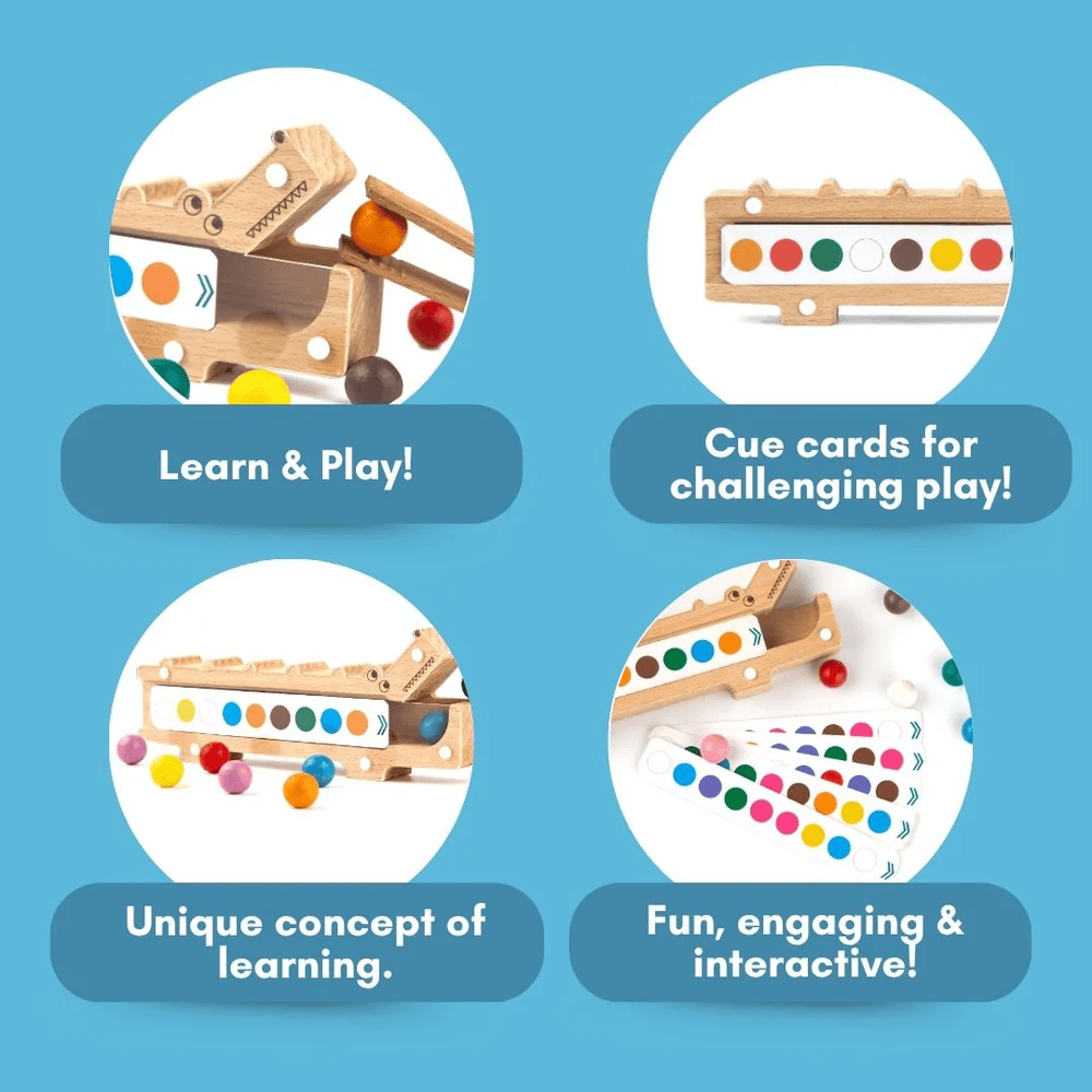 Wooden Crocodile Snap N Sort Color Sorting Toy