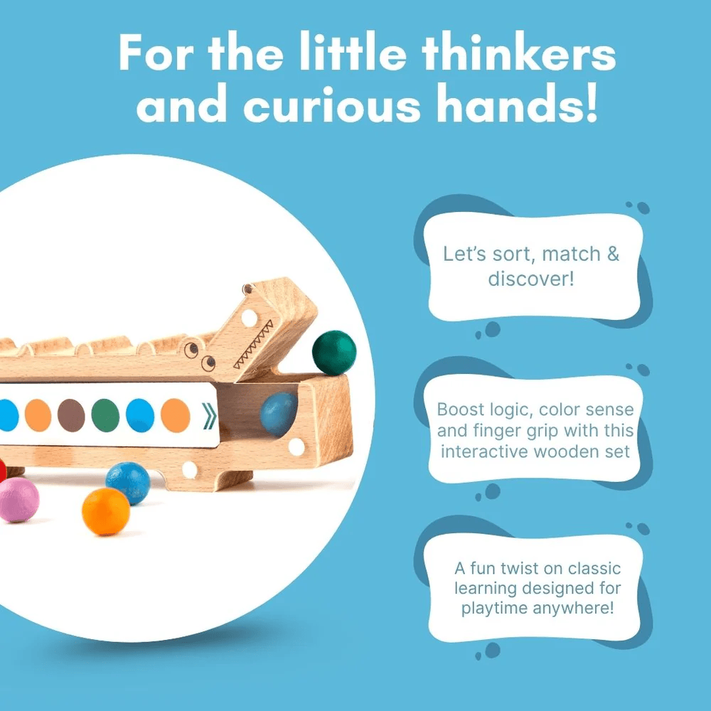 Wooden Crocodile Snap N Sort Color Sorting Toy