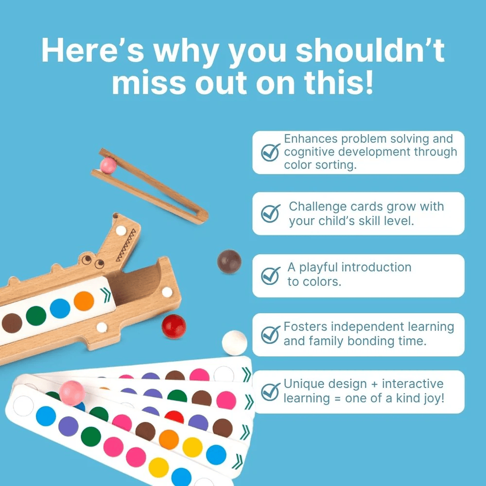 Wooden Crocodile Snap N Sort Color Sorting Toy