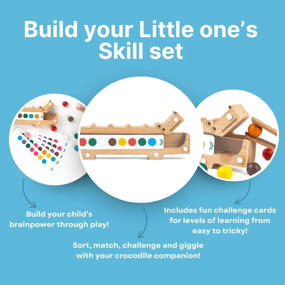 Wooden Crocodile Snap N Sort Color Sorting Toy